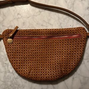 Clare V Fanny Brown Woven Crossbody Bag